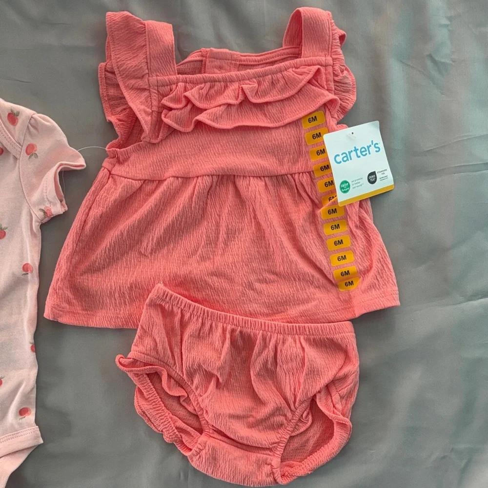 Carter's Coral Pink Ruffle Dress and Bodysuit - 6M